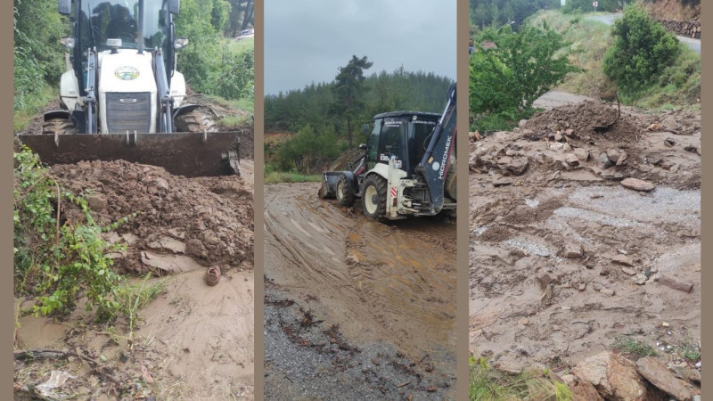 Bozdoğan’da yağış nedeniyle heyelan meydana geldi